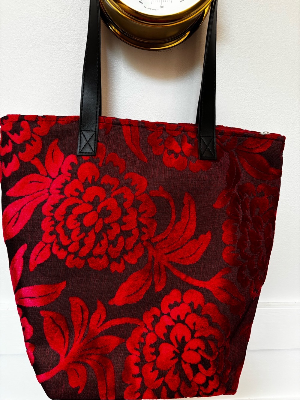 Carpet Tote Bag-Everyday Carry Bag-Shoulder Bag- Burnout Velvet 19th-century